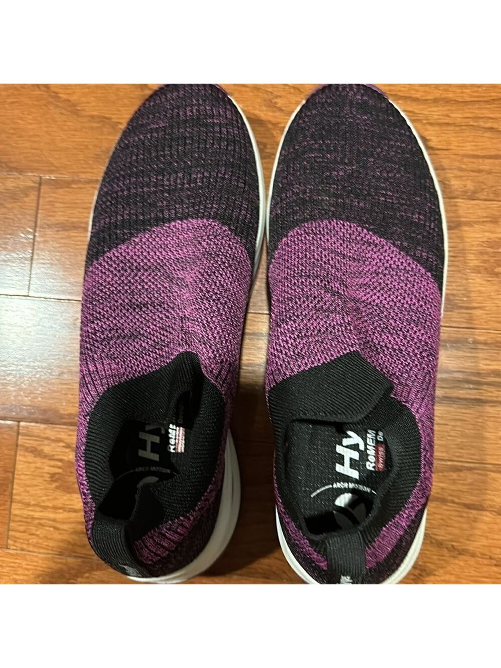 NEW Hyper Purple Black Comfy Memory Foam Slip On Sneakers Size 8